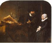 REMBRANDT Harmenszoon van Rijn The Mennonite Minister Cornelis Claesz. Anslo in Conversation with his Wife, Aaltje D oil on canvas